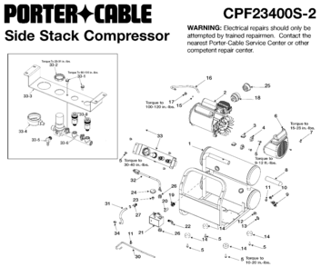 Default Diagram and Parts List for CPFFC350 Type 0 Porter Cable Nailer